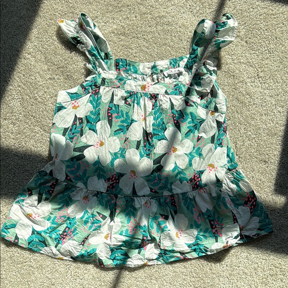 THML Floral Green and White Blouse